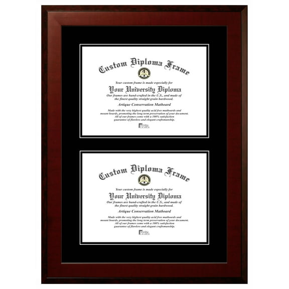 11x14 Double Degree Honors Mahogany, Double Black Mats-Certificate Frame
