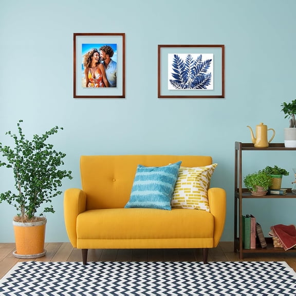 11x14 Floating Photo Picture Frame, Floating Display for Photos 8x10, 7x9, 5x7, 8.5x11 Certificate, or Full Display for 11x14 Photos, Solid Wood, Double Glass, 2 Pack, Retro Walnut