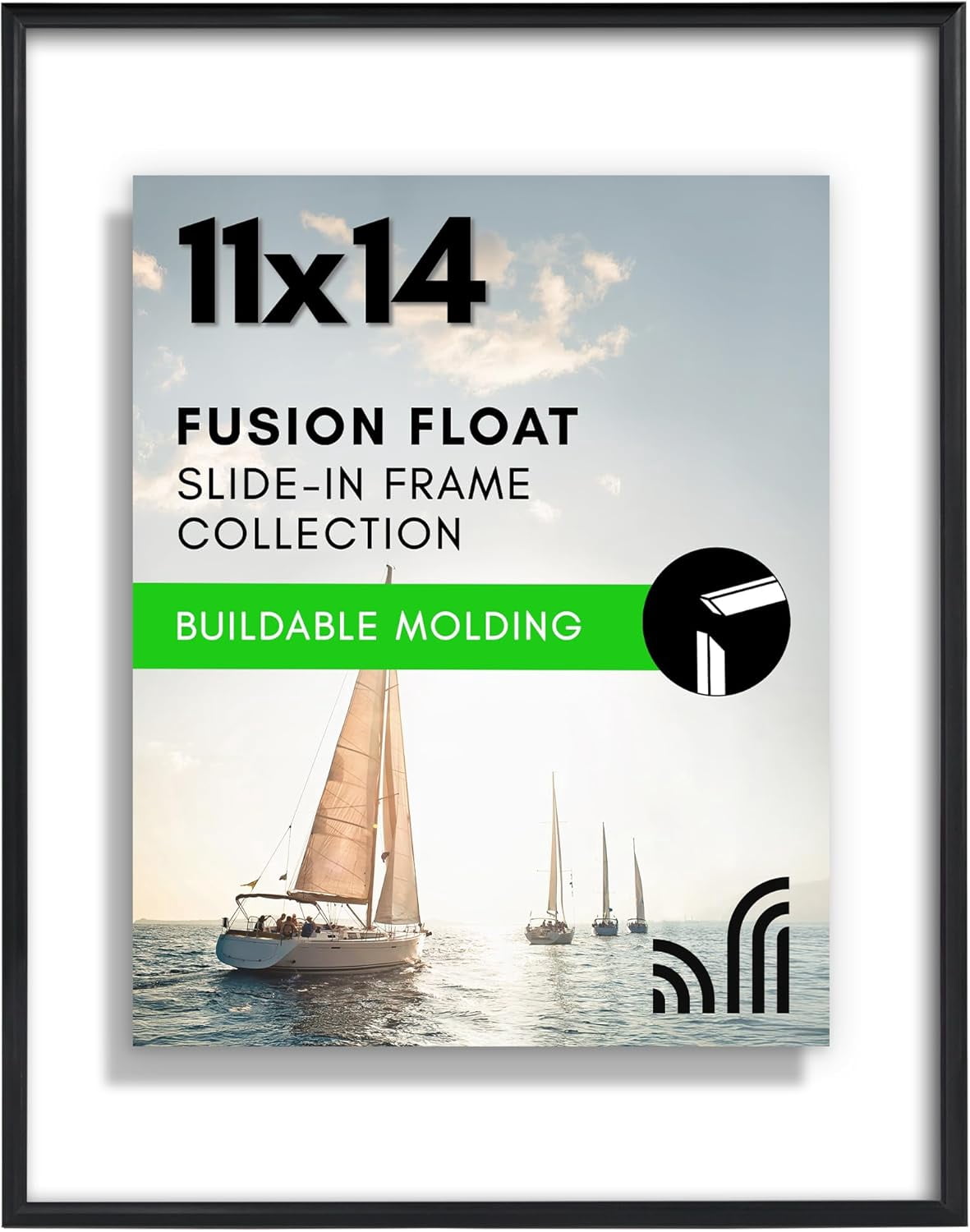 11x14 Floating Picture Frame with Shatter-Resistant Glass - Fits 8x10 ...