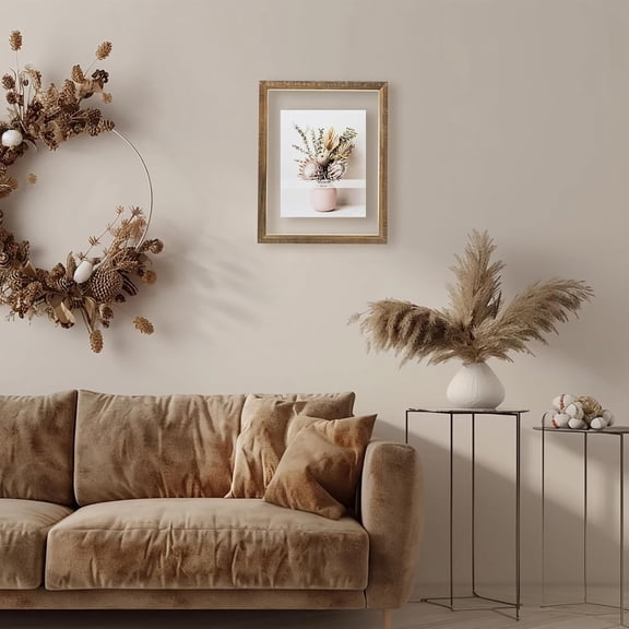 11x14 Floating Picture Frame, Solid Pine Wood with Double Sided Real Glass, Fit 8x10 or Display Any Size Photo up to 11x14, Wall Hanging or Tabletop, Antique Natural