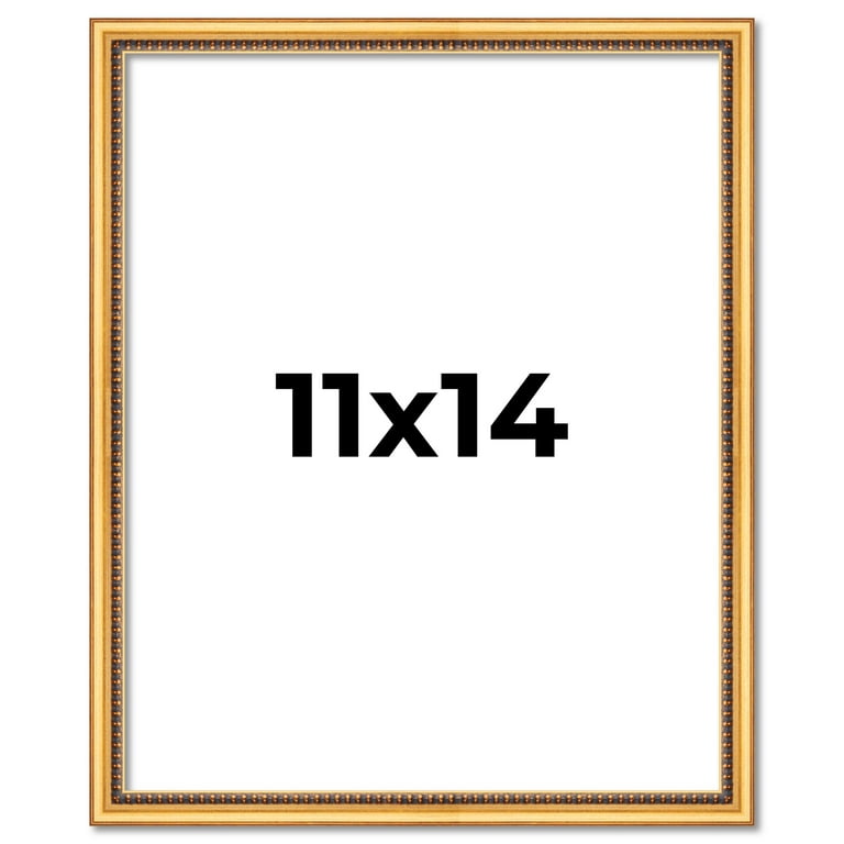 11x14 Frame Beaded Gold Solid Wood Picture Frame | 0.75 Inches