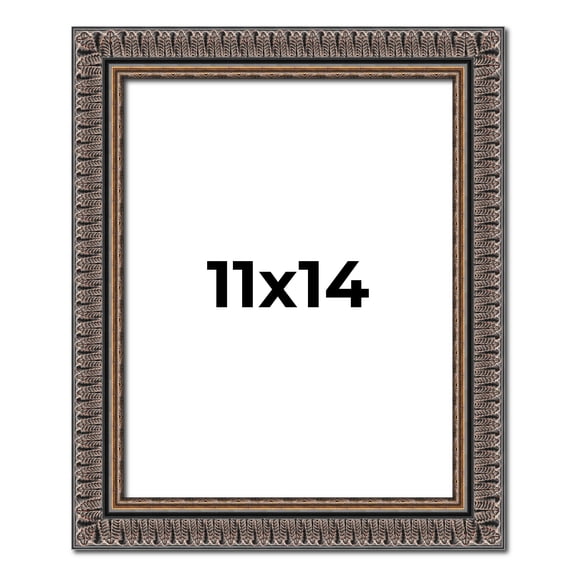 11x14 Frame Black Feather Payton Ornate Solid Wood Picture Frame Width 1.75 Inches | Interior Depth