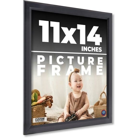 11x14 Frame Black Picture Frame - Complete Modern Photo Frame Includes UV Acrylic Shatter Guard