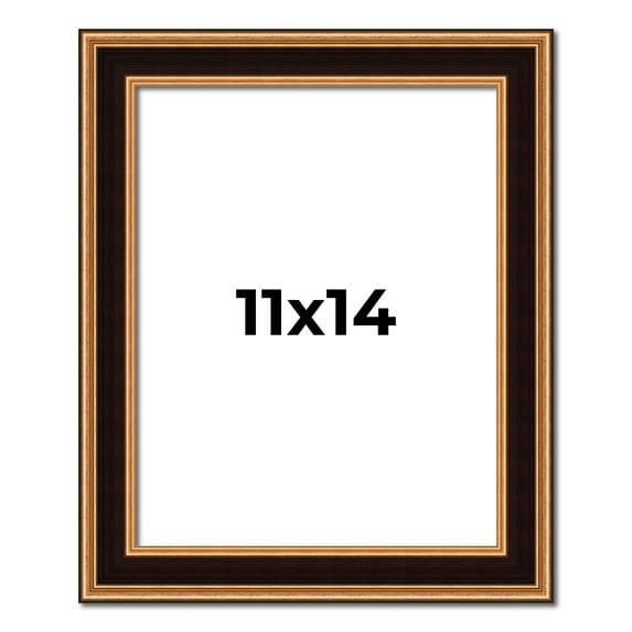11x14 Frame Gold Brown Plein Air Vintage Solid Wood Picture Frame | 1.75 Inches Moulding Width |
