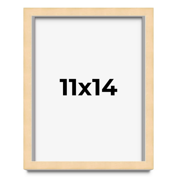 11x14 Frame Natural Wood Picture Frame | 0.75 Inch Moulding Width | with UV Acrylic Plexiglass,