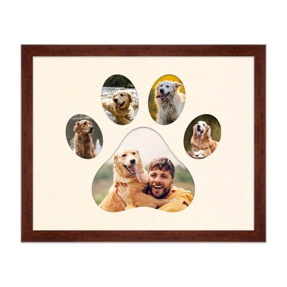 11x14 Frame - Paw Print Acid-Free Cream Photo Mat - Pet Memorial Gifts - Paw Print Picture Frame