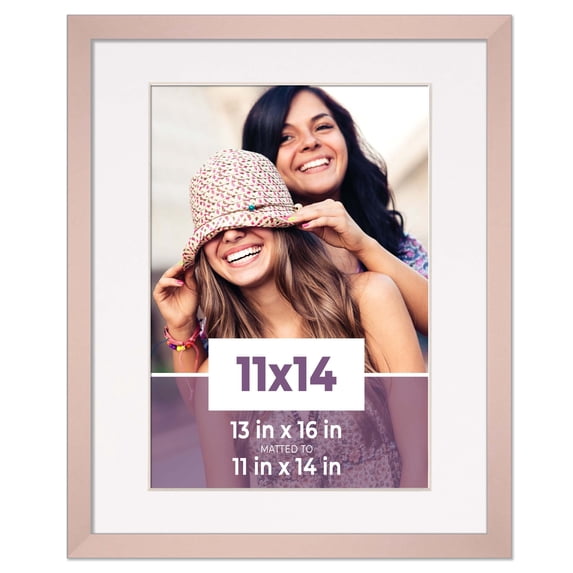 11x14 Frame Rose Gold With White Picture Mat For 11x14 Photo - Rose Gold 13x16 Frame To Display