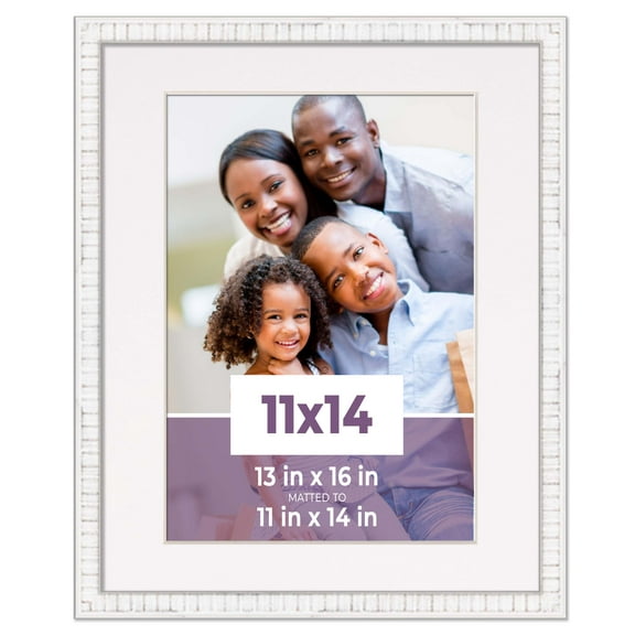 11x14 Frame White With White Picture Mat For 11x14 Photo - White 13x16 Frame To Display Print or