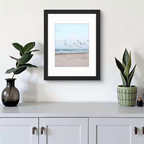 , 11x14 Frames Display 8x10 Picture with Mat or 11x14 Photo Without Mat, Shatter-Resistant Glass, Pre-Installed Wall Mounting Hardware - Black