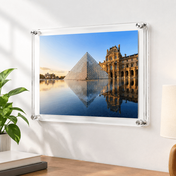 11x14 Inch Floating Picture Frame, Double Panel Wall Mount Display for Photos and