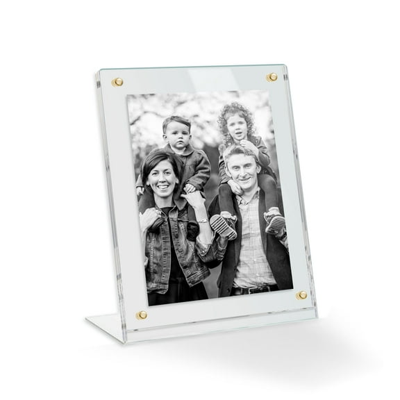 11x14 Magnetic Acrylic Frame Table Stand Includes Gold Magnetic Front Cover to Easily Change Photos - Made in the USA