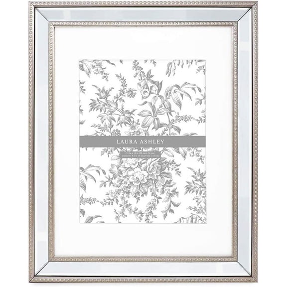 11x14 (Matted 8x10) Champagne Mirror Bead Picture Frame, Classic Mirrored Frame with Beaded Border, Wall-Mountable, Made for Photo Gallery and Wall Art, (11x14 (Matted 8x10), Champagne)