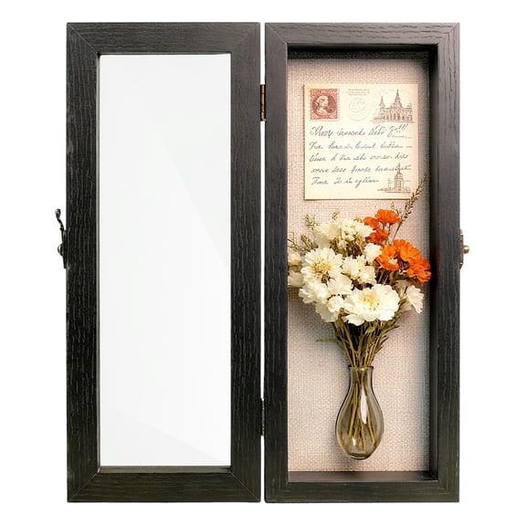 11x14 Nature Wood Shadow Box Frame, 1.57" Deep Glass Door with Lock
