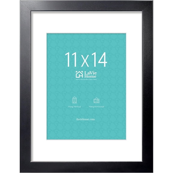 11x14 Picture Frame, 11 x 14 Frame Display Pictures 8x10 with Mat or 11x14 Without Mat, Stable and Sturdy Black Frame and Polished Plexiglass, Horizontal and Vertical Format of The Walls