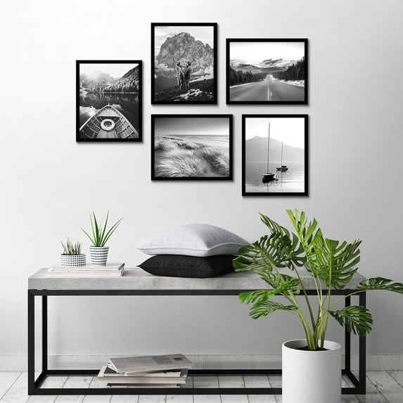 11x14 Picture Frame 5-Pack - Slim Black Molding with Polished ...