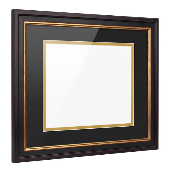 11x14 Picture Frame for 8x10 Diploma with Double Mat and Real Glass, Perfect for s, Degrees, and Professional Photos, Elegant Home or Office Display, Black Gold and Burgundy Color
