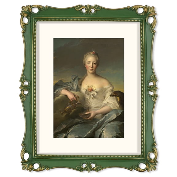11x14 Picture Frame Antique Frame 11x14 Vintage Photo Frames 8x10 with Mat in Moss Green with Gold Trim, Wall Mounting Poster Frames