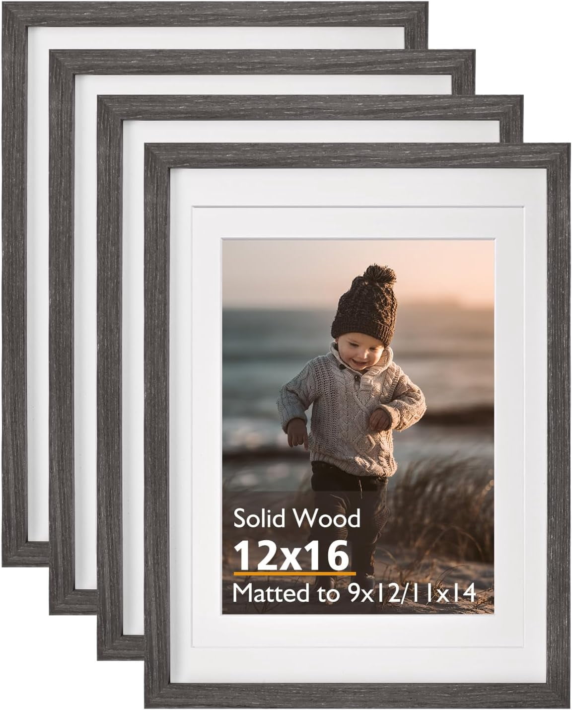 11x14 Picture Frame Black, Solid Wood Frames with Acrylic Plexiglass ...