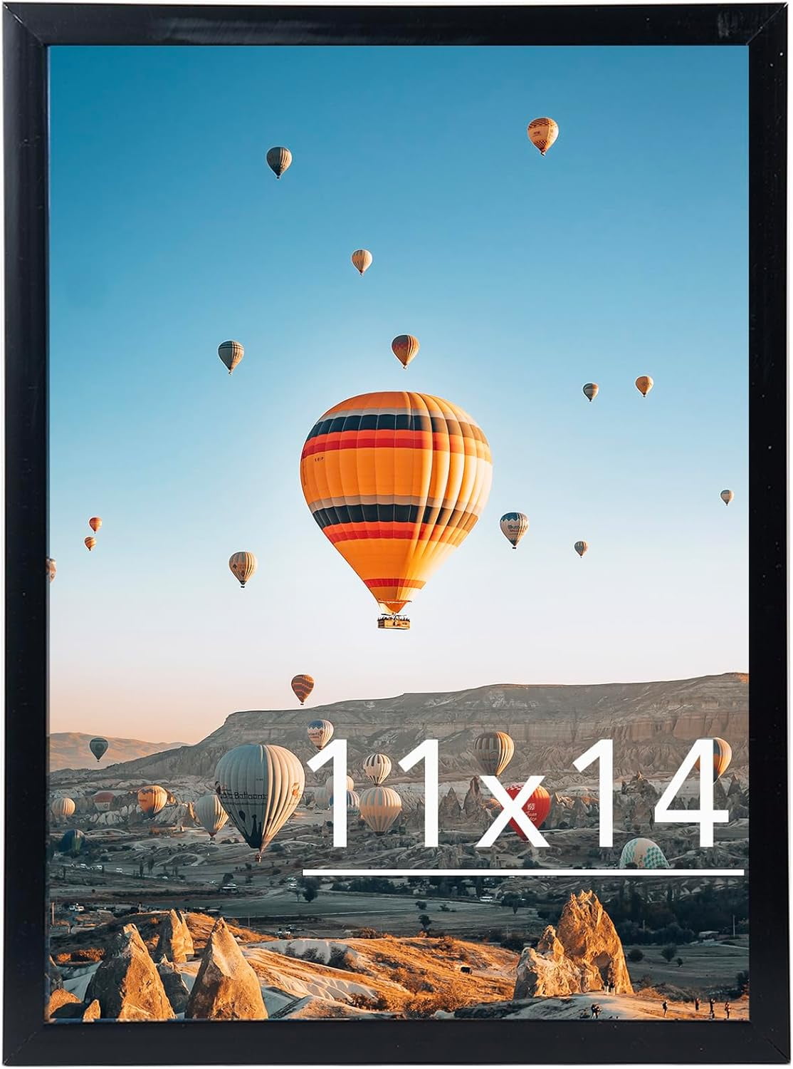 11x14 Picture Frame Black for Wall Hanging, Wall Mounting Horizontally or Vertically, 11 x 14 Wall Gallery Poster Photo Frame with Shatter Resistant Plexiglass, Black