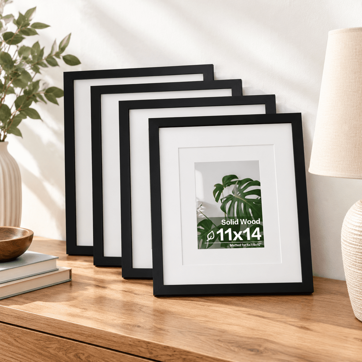 Picuture Frame Texture 11x14 Picture Frame, Black with Texture, Solid Wood, Fits 8x10/5x7 with ...