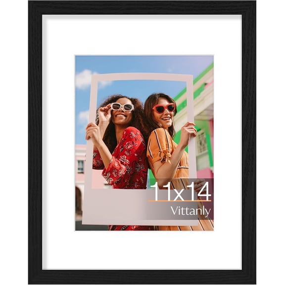 11x14 Picture Frame, Display Pictures 8x10 with Mat or 11x14 without Mat, Photo Frame for Wall Mounting, Black, 1 Pack