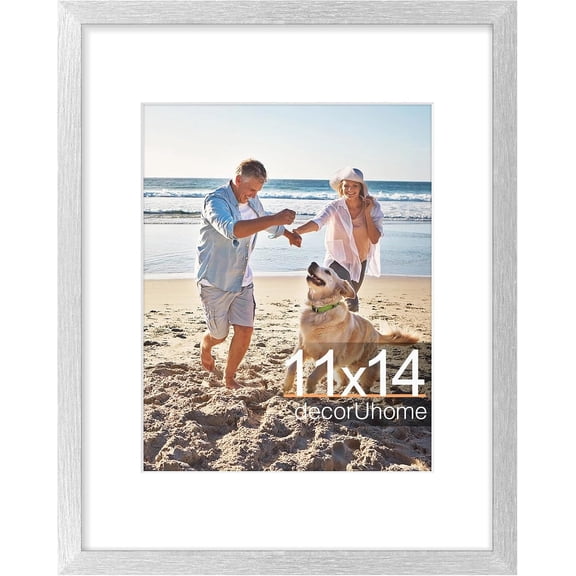 11x14 Picture Frame, Fits 8x10 Photos with Mat, Sliver
