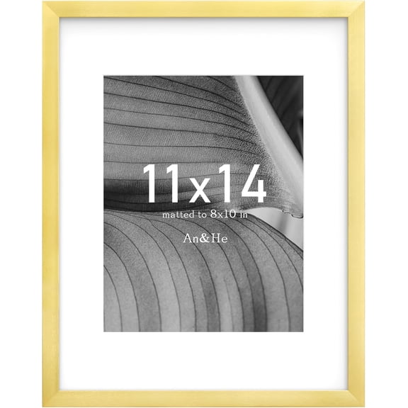 11x14 Picture Frame, Gold Photo Frame for Tabletop and Wall Display, Minimalist Design, Set of 1