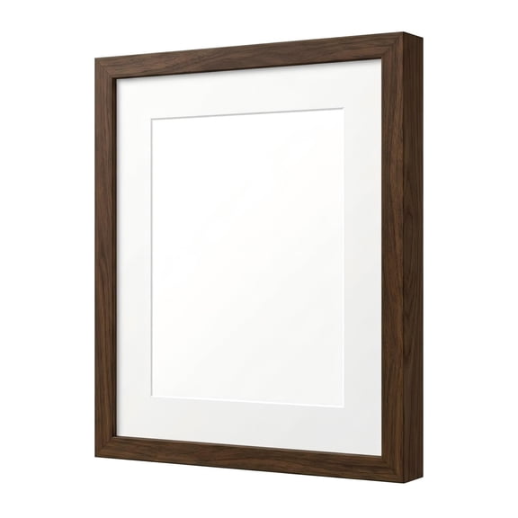 11x14 Picture Frame with Mat for 8x10 Photos, Wooden Wall Hanging Display for 11 by 14 Artwork, Deep Brown, Horizontal or Vertical, Durable Plexiglass