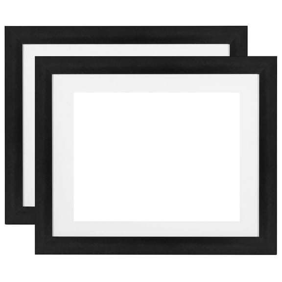 11x14 Picture Frame Set, Shatter-Resistant Glass Document Frame for Diplomas, with Mat for 8.5x11, Fits 11x14 Art/Photos, Engineered Wood Gallery-Style Frame for Home & Office, Black