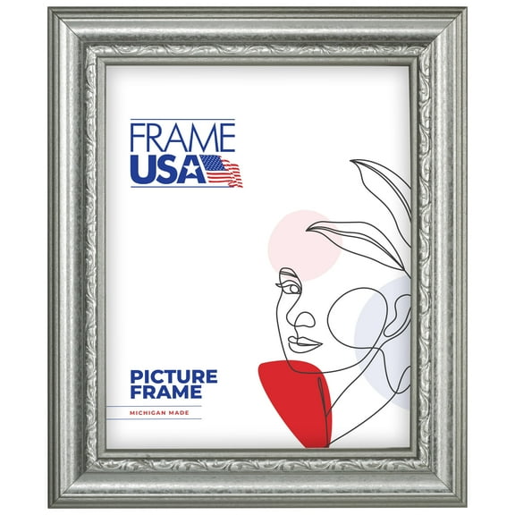 11x14 Picture Frame, Silver American Value 795 123822414138, 1.5 Inch Wood with Glass