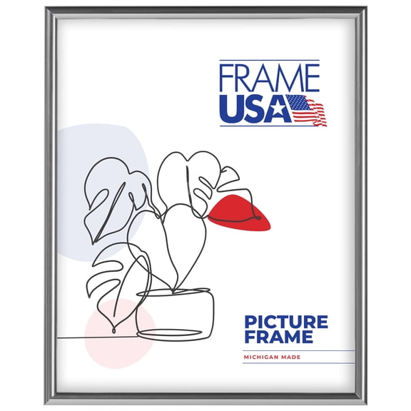 11x14 Picture Frame  Silver Metal I Style AF730-PI, 0.375 Inch Metal Moulding, Includes Glass and Backing Wall Display Frame for Art, Posters, or Photos  Frame USA