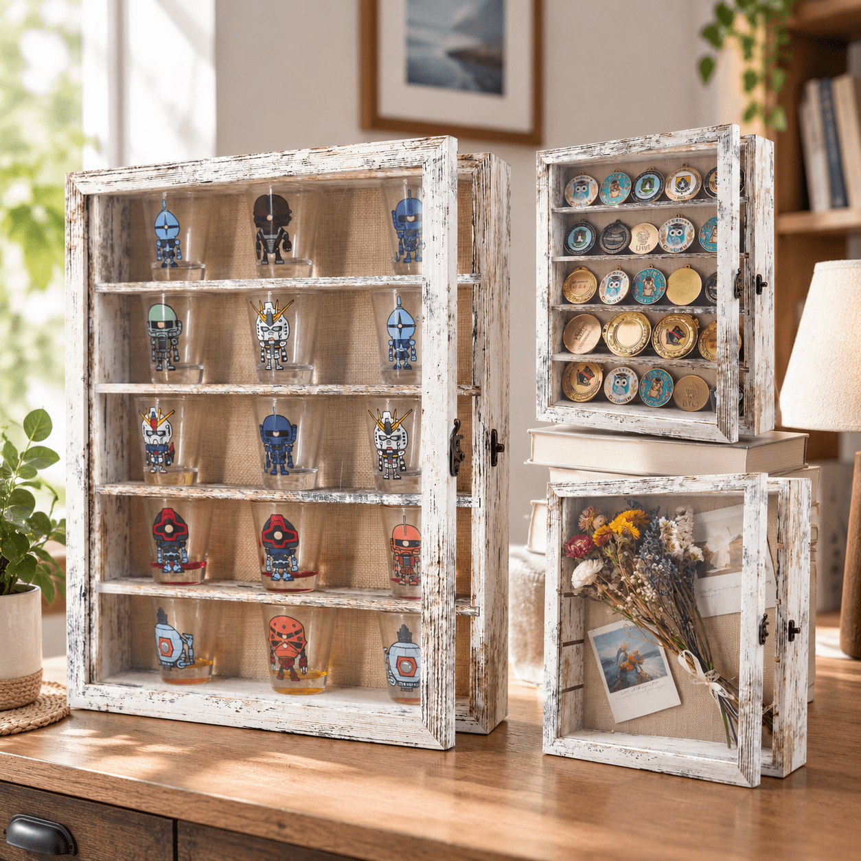 Rustic Shadow Box Table Ideas 11x14 Rustic White Wooden Shadow Box with Adjustable Shelves for Wall ...