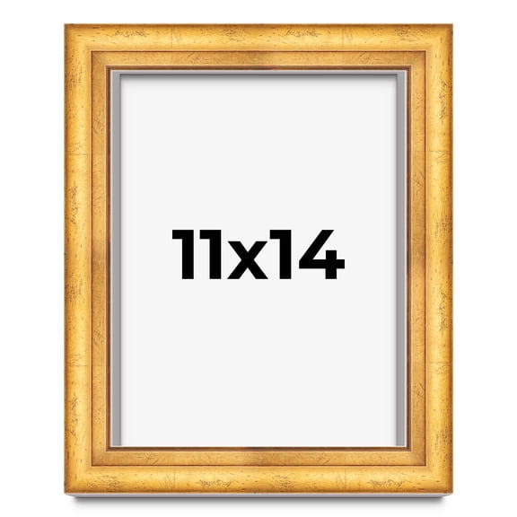 11x14 Shadow Box Frame Gold | 1.75 Inches Deep Real Wood Traditional Shadowbox Display Frame | UV