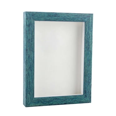 11x14 Shadow Box Frame Blue Wood | With a 1" Usable Display Depth | Includes a White Real Suede