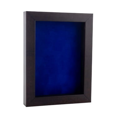 11x14 Shadow Box Frame Brown Walnut Wood | With a 3/4" Usable Display Depth | Includes a Royal Blue