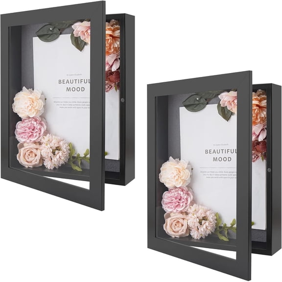 11x14 Shadow Box Frame Display Case, 2-inch Depth, Great for Collages, Collections, Mementos (Black, 2 Pack)