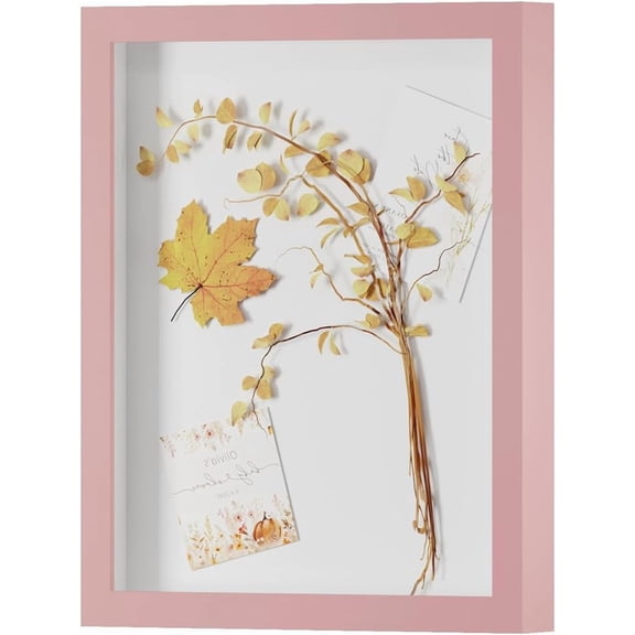 11x14 Shadow Box Frame Display Case with Real Glass, 3D Picture Frame for Memorabilia, Crafts, Photos, Wedding (Pink)