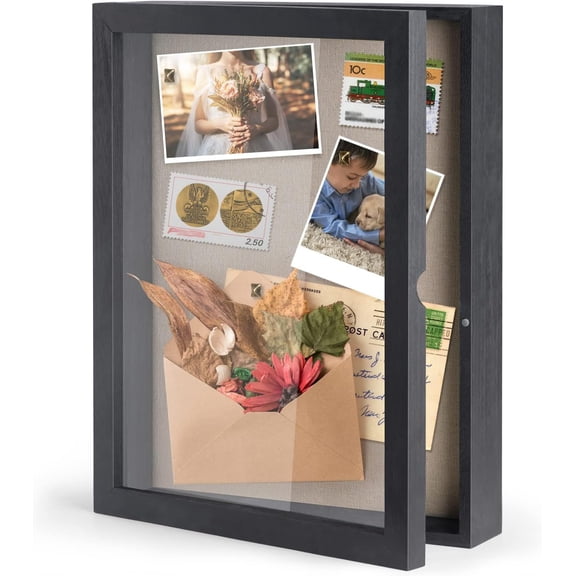 11x14 Shadow Box Frame Memory with Glass Magnetic Door Black