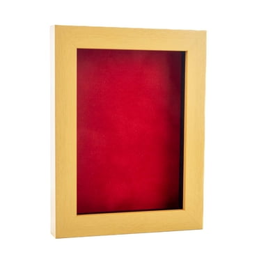 11x14 Shadow Box Frame Natural Wood | With a 3/4" Usable Display Depth | Includes a Red Real Suede