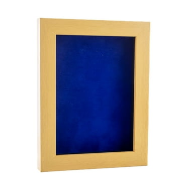 11x14 Shadow Box Frame Natural Wood | With a 3/4" Usable Display Depth | Includes a Royal Blue Real