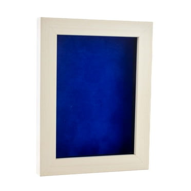 11x14 Shadow Box Frame White Washed Wood | With a 3/4" Usable Display Depth | Includes a Royal Blue