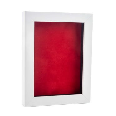 11x14 Shadow Box Frame White Wood | With a 3/4" Usable Display Depth | Includes a Red Real Suede