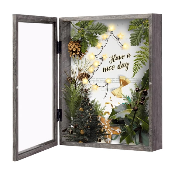 11x14 Shadow Box Picture Frame - 2.16" Interior Deep Wood & Glass Display Case Ready to Hang Memory Box Baby Sports Memorabilia, Pins, Awards, Tickets, and Photos