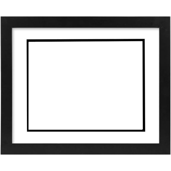 11x14 Solid Wood Picture Frame with Real Glass & Double Mat Opening - Fits 8.5x11 Documents, Diplomas, Marriage Certificates & Achievement Awards, Wall-Mountable, Available in Black/White