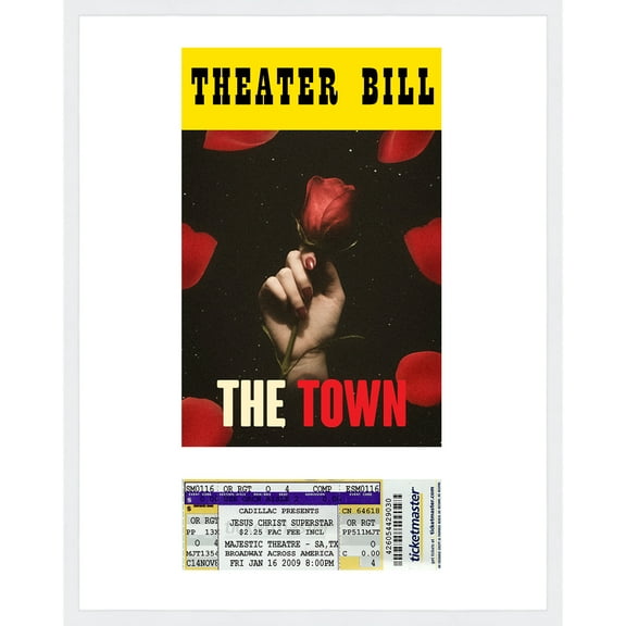 11x14 White Playbill Frame with White Mat with 2 Openings to Display 1 Playbill & 1 Ticket - with
