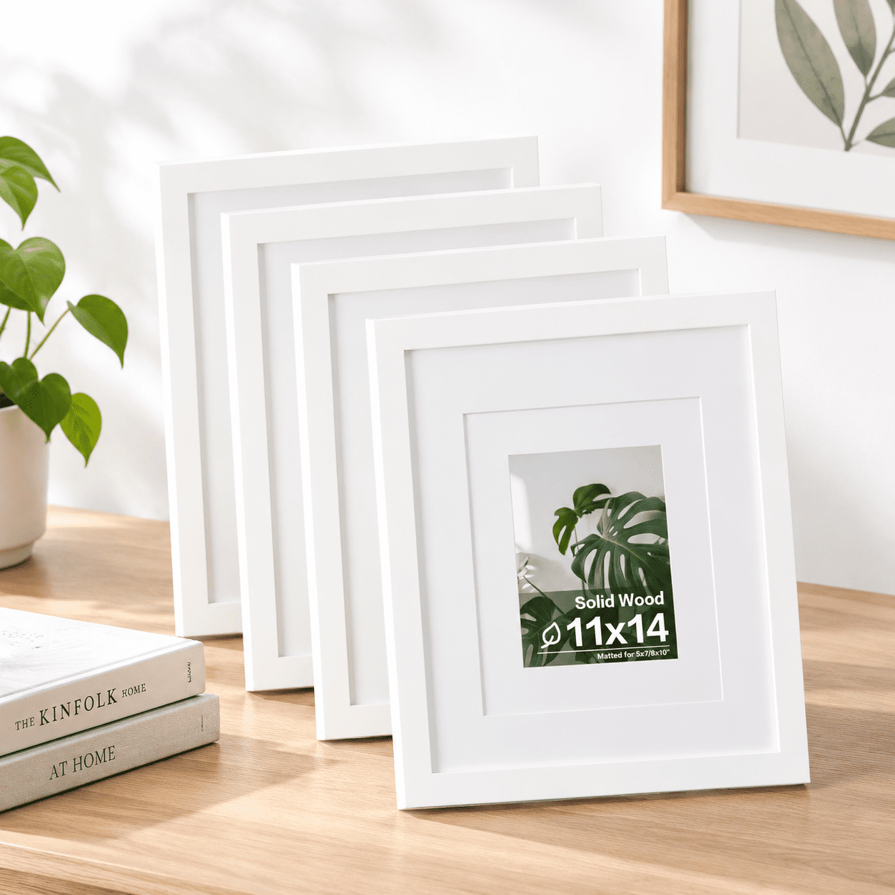 Picuture Frame Texture 11x14 White with Texture Picture Frame, Solid Wood, Fits 8x10/5x7 with ...