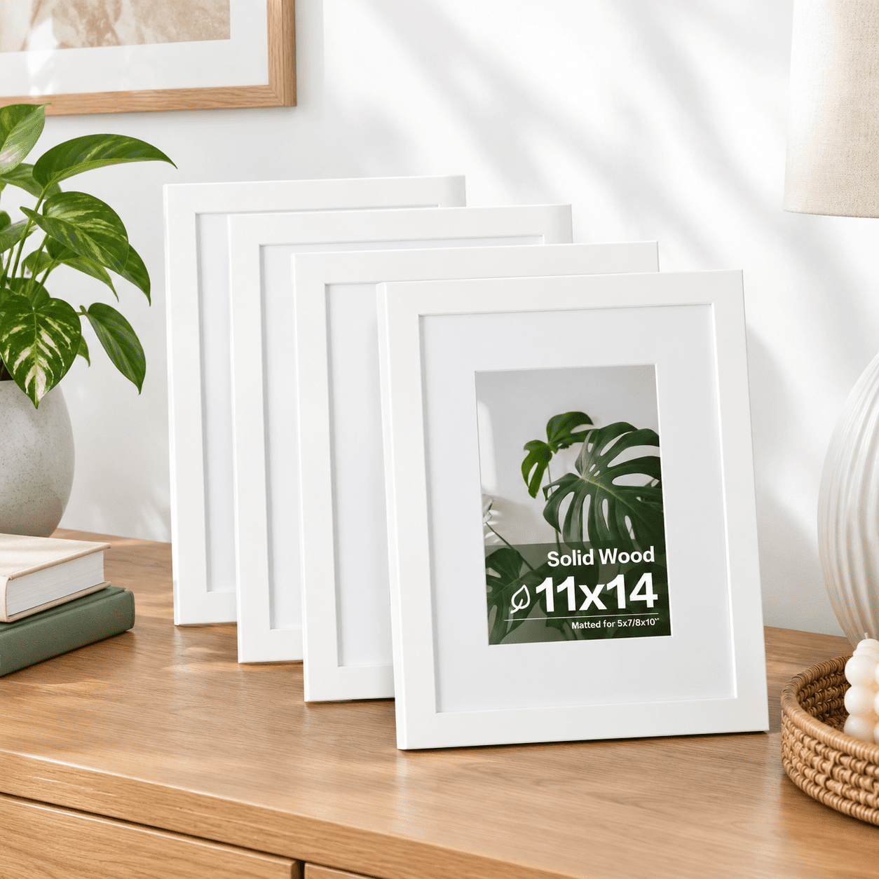 Picuture Frame Texture 11x14 White with Texture Picture Frame, Solid Wood for 8x10/5x7 with ...