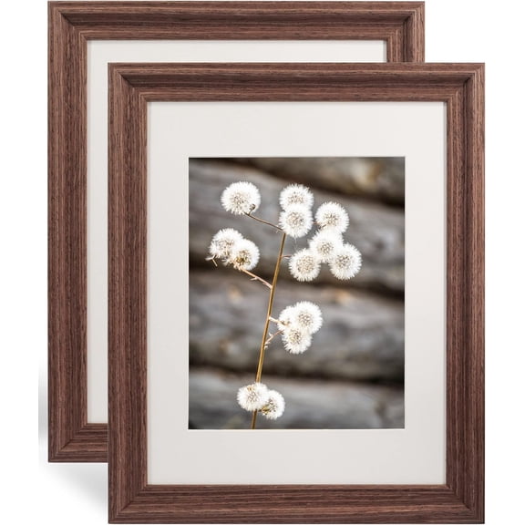 11x14 Wooden Picture Frames,Display Photos 8x10 with Mat or 11x14 Without Mat,UV Protection Acrylic,Wall or Tabletop Display,Rustic Brown Set of 2