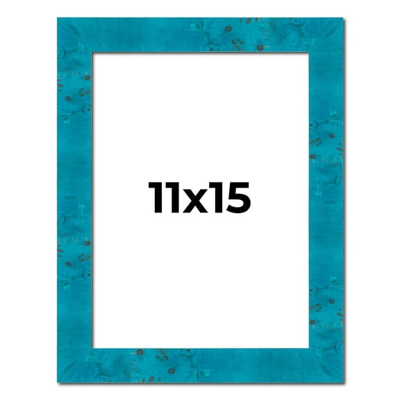 11x15 Frame Blue Teal Burl Wood Picture Frame | 1.75 Inch Moulding Width | Interior Frame Depth 0.5