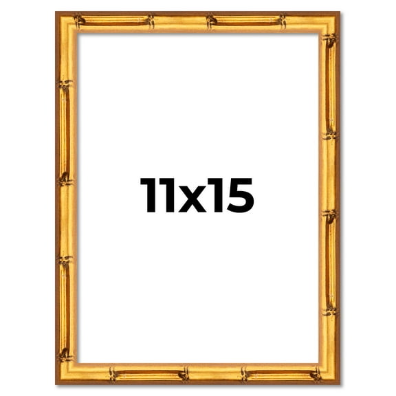 11x15 Frame Gold Bamboo Solid Wood Picture Frame | 1 Inch Moulding Width | Interior Frame Depth